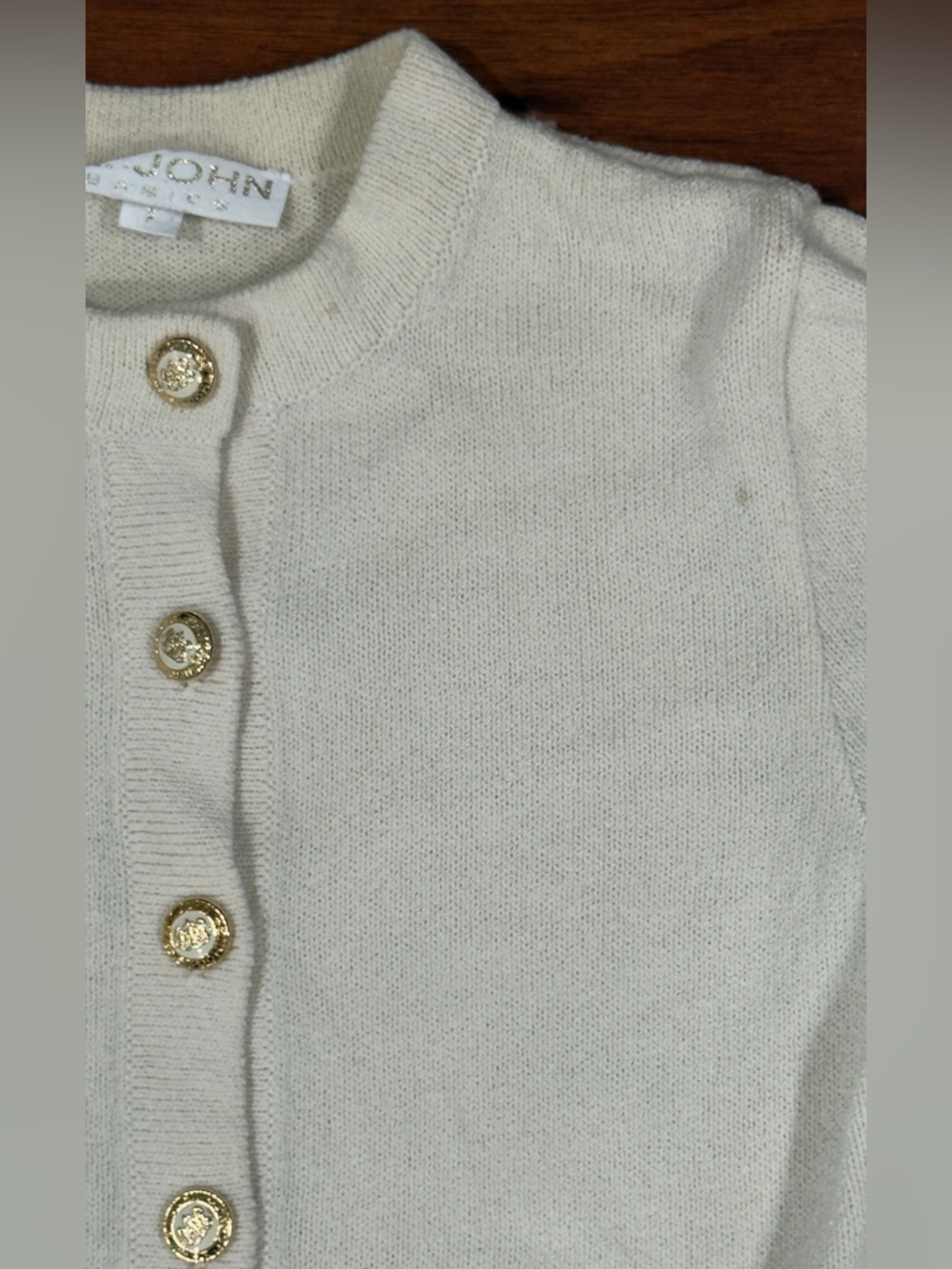 St. John Cream Knit Cardigan with Gold Buttons - Picture 13 of 13